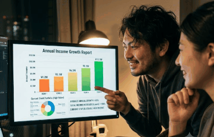 年収アップを示すグラフやチャートの画像