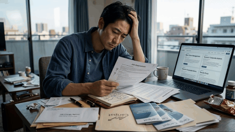 転職エージェントの求人提案に違和感を覚えて疲れている様子