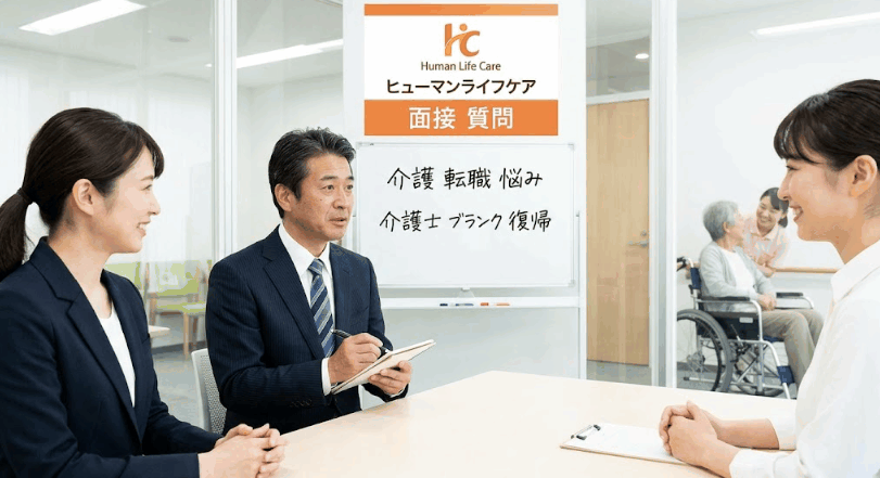 介護 転職 悩み, ヒューマンライフケア 面接 質問, 介護士 ブランク 復帰